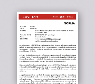 Campanha de Vacinação Outono-Inverno 2022-2023 contra a COVID-19